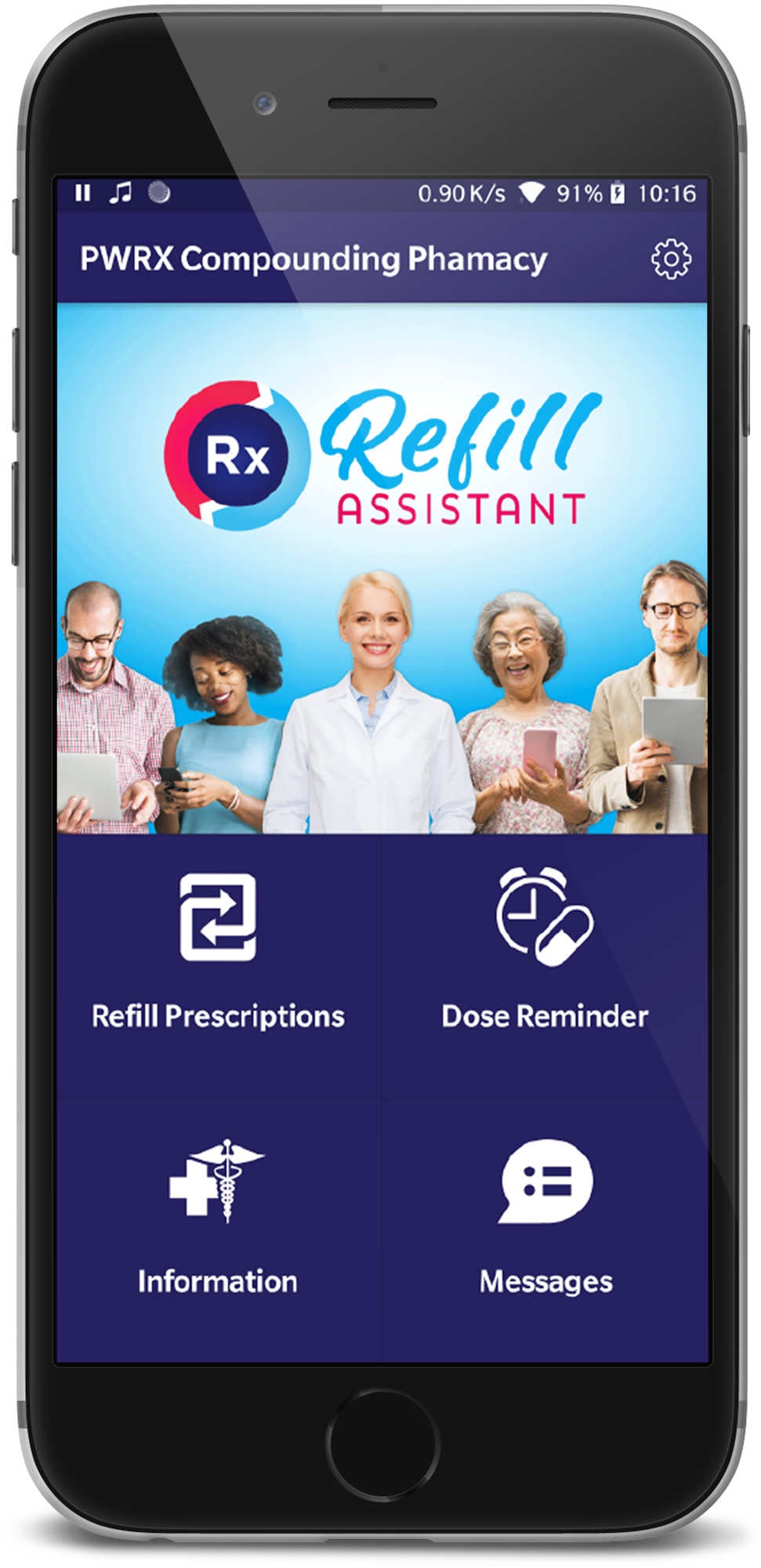Mobile phone with Refill Assistant app open